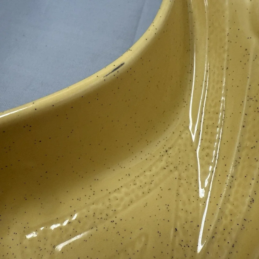 MCM California Pottery WINGS Appetizer Set Chip & Dip Yellow with Brown‎ Specks